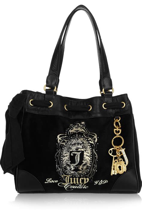 Juicy Couture Daydreamer Velour And Leather Bag In Black Lyst