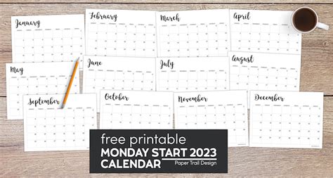 Calendar For 2023 Year Week Starts On Monday Vector Image Yearly