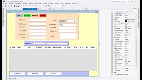 Gestion Stock Form Vente Créer Une Interface Et Afficher Des Données