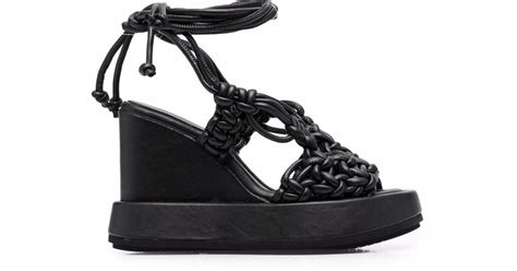 paloma barceló leather claire wedge sandals in black lyst
