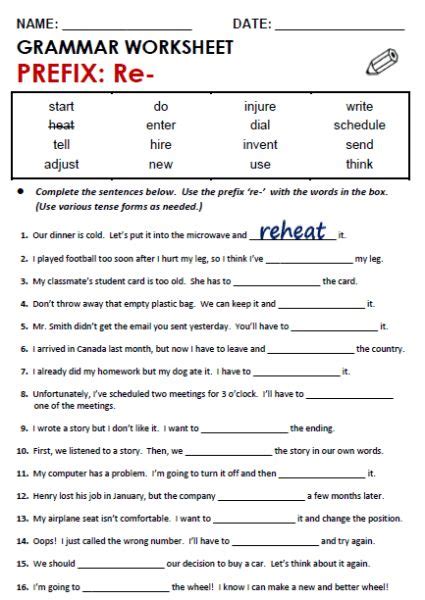 Prefix Worksheets 3rd Grade