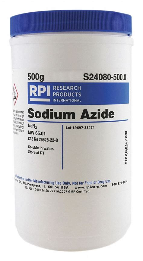 Rpi Sodium Azide Powder 500 G 1 Ea 31gd83s24080 5000 Grainger