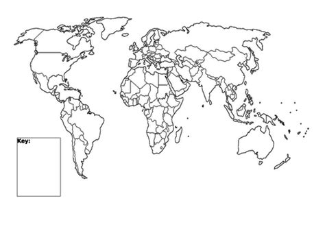 Blank World Map With Key And South Sudan Teaching Resources