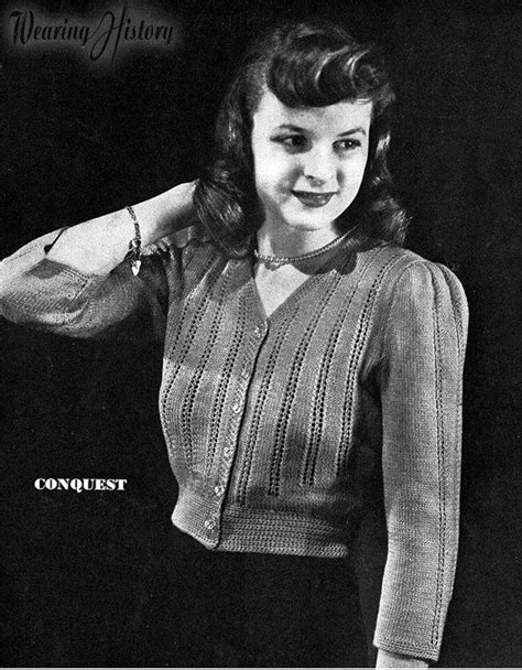 1940s Knitted Feminine Battle Jacket Style Blouse Pdf Pattern Etsy