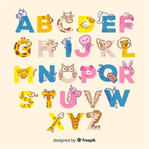 Free Vector Animal Alphabet With Cute Letters Animal Alphabet
