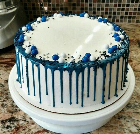 Blue And White Drip Cake Bolo De Aniversario Masculino Bolos De