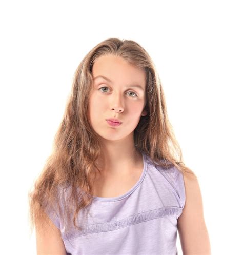 Premium Photo Cute Teenager Girl On White Background