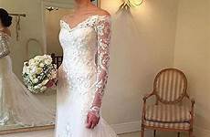 wedding long dresses mermaid sleeve lace sleeves train shoulder off dress trumpet bridal gowns length gown court covered button floor