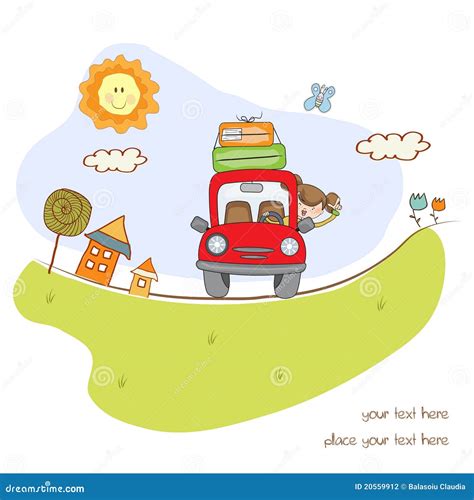 Woman Traveling By Car Stock Vector Illustration Of Success 20559912