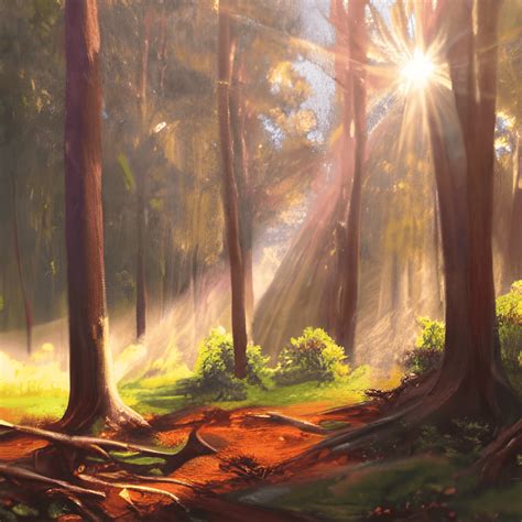 Forest Sunlight Oil Painting · Creative Fabrica