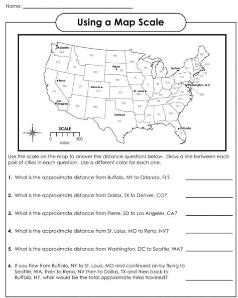 Fifth Grade Social Studies Worksheets Free Using A Map Scale — Db