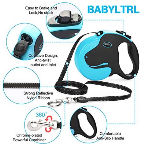 Babyltrl Upgraded Retractable Dog Leash 360° Tangle Free Dog Walking