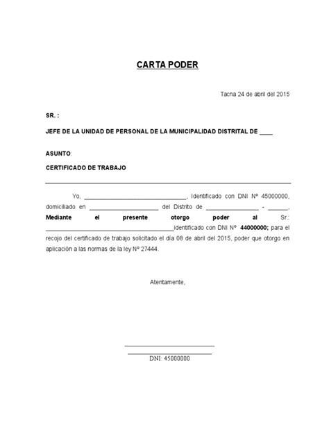 Formato Carta Poder Simple Pdf Images And Photos Finder