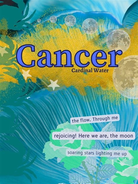 Zodiac Downloadable Collage Poetry Poster Cancer Etsy