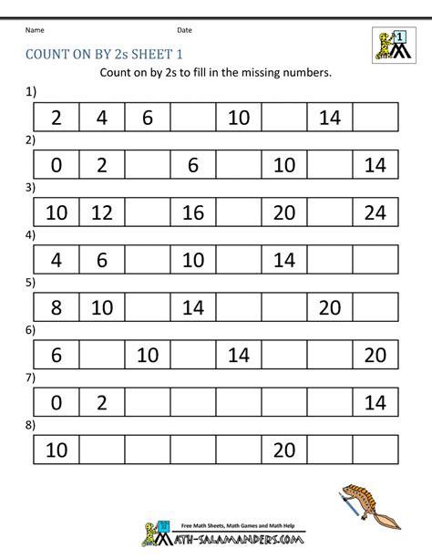 Counting By 2s Worksheets
