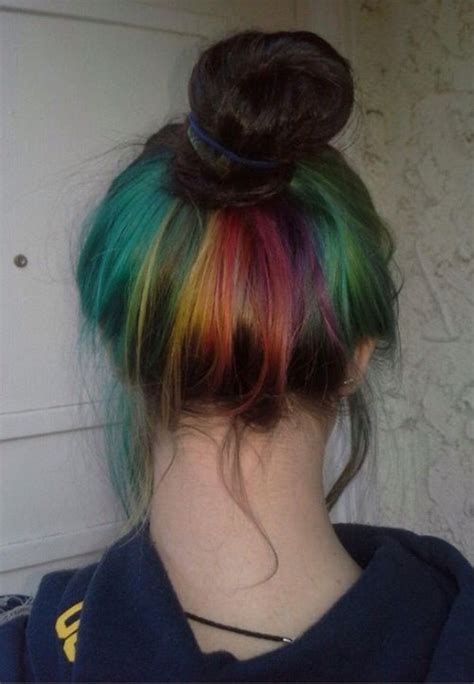 Super Cute Rainbow Hair Under Layer Dyed Rainbow Hair