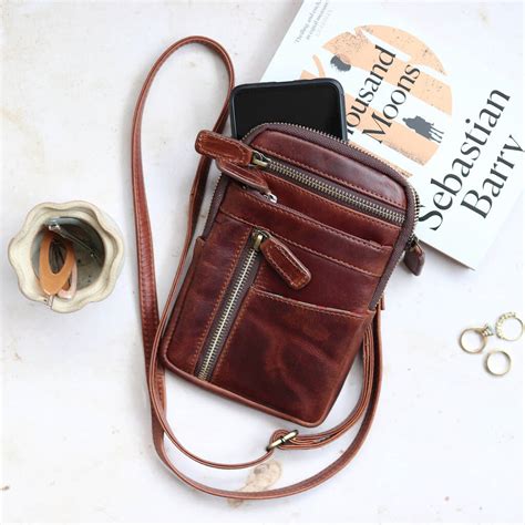 Leather Crossbody Phone Bag Brown By The Leather Store