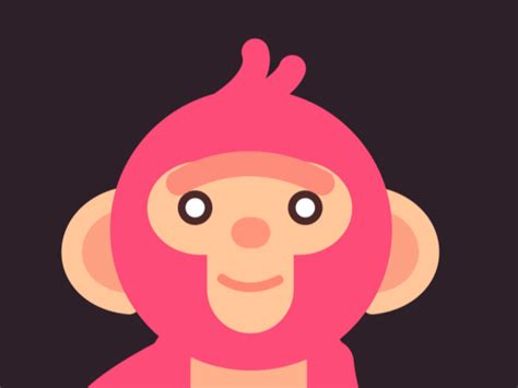 A Pink Monkey With Big Eyes And A Red Scarf Around Its Neck Is Looking