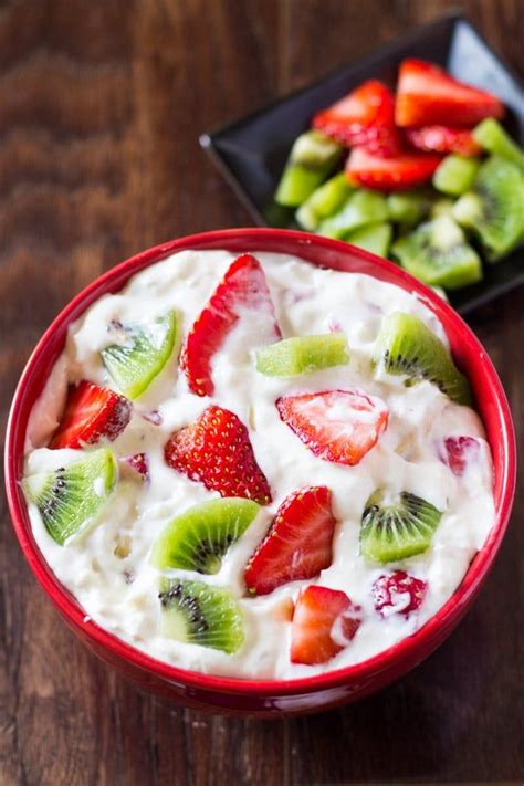 This Strawberry Kiwi Cheesecake Salad Is Made With Fresh Strawberries