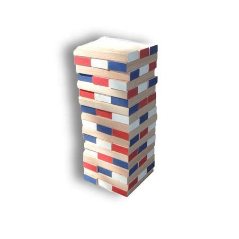 Colorful Giant Tumble Blocks Red White And Blue Wood Block Game Jumbo