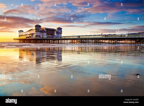 Sunset Over The Grand Pier At Weston Super Mare Somerset England