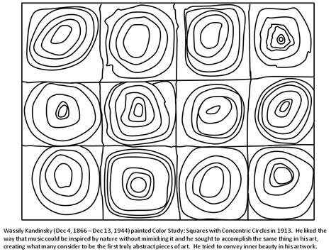 If doing the project with a group of children, you can display them like a quilt so it looks similar to the kandinsky painting! Pin on colorear