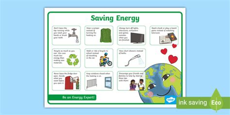 Energy Saving Signs And Labels Display Poster