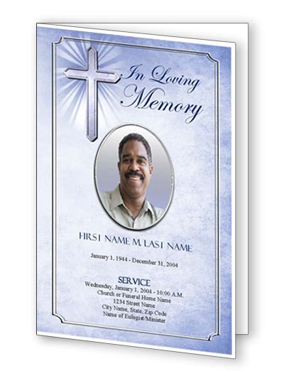 Bright Silver Cross Funeral Program Template Elegant Memorials