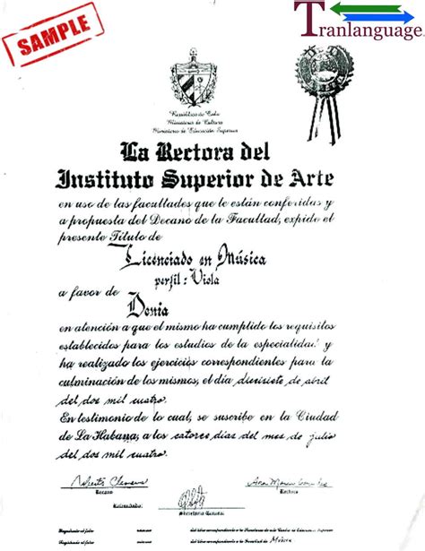 Diploma Cuba V Tranlanguage Certified Translations