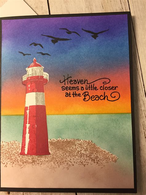 Handmade Card Stamped Card Birthday Card Lighthouse Card Etsy Cards Handmade Handmade Cards