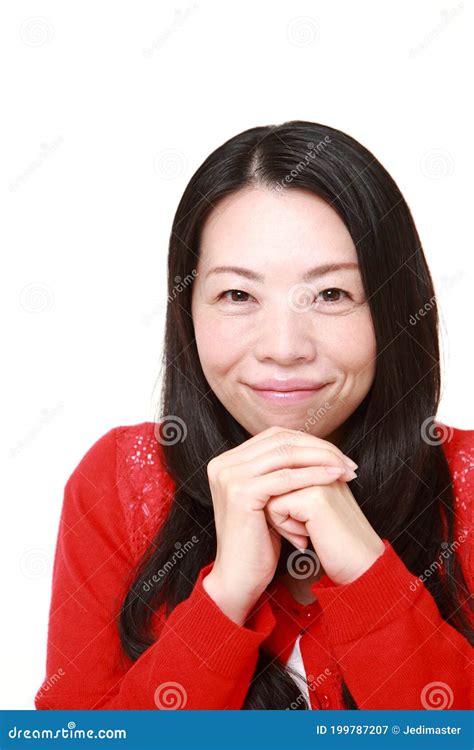 Middle Aged Japanese Woman Pleased Stock Image Image Of Smiling