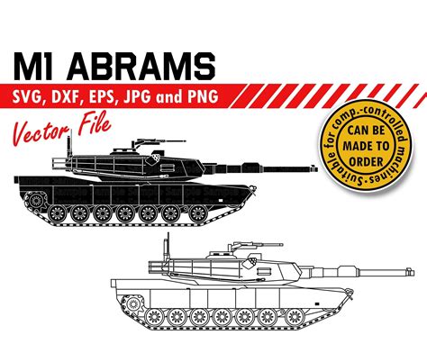 M1 Abrams Silhouette Cutter Silhouette Vector Tank Tattoo