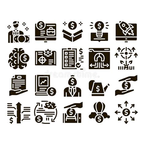 Business Glyph Icons Stock Vector Illustration Of Bulb 132940120