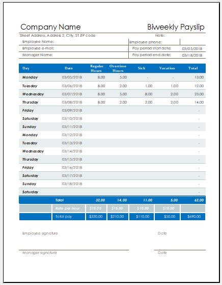 Payslip Templates For Ms Word And Excel Word And Excel Templates