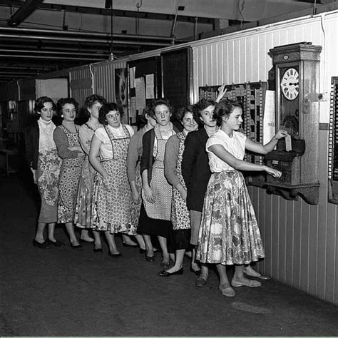 Female Factory Workers At Leeds Tailoring Company Burtons Clock Off At