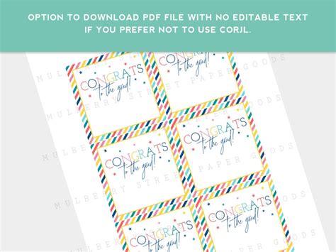 Printable Congrats Grad T Tag Instant Download Colorful Etsy