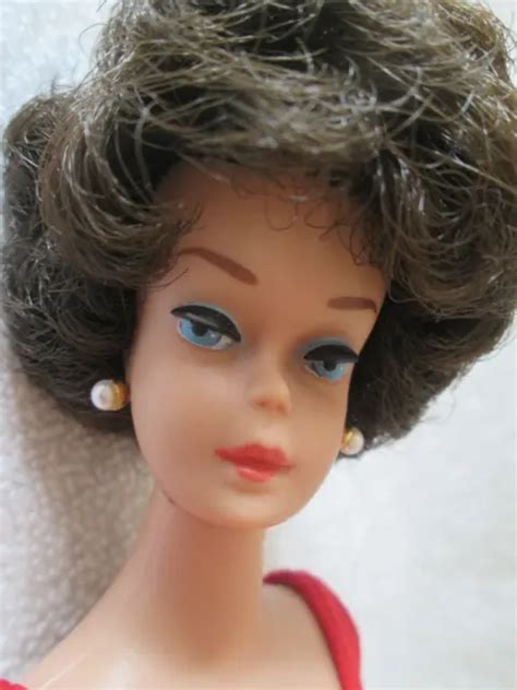 Vintage S Brunette Bubble Cut Barbie Doll In Original Red Swimsuit Outfit Picclick