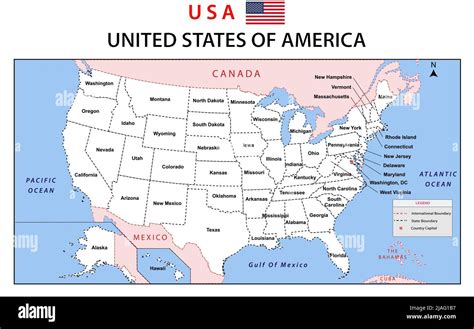 United States Map Political Map With States Atlas Cartographic Images