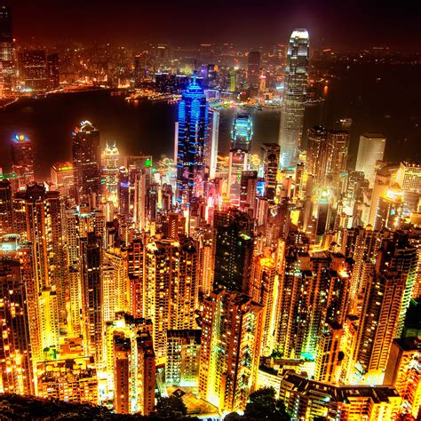 Hong Kong Skyline At Night Ipad Wallpaper