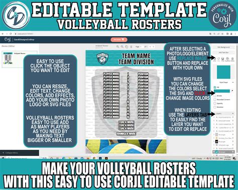 Editable And Printable Volleyball Roster Sheet Template Etsy