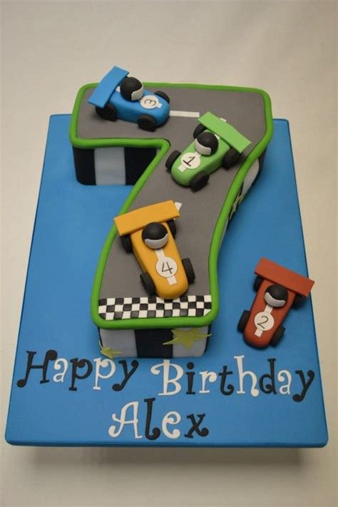 Race Car Birthday Cake For 7 Years Boy Birthday 7th Cake Number Cakes