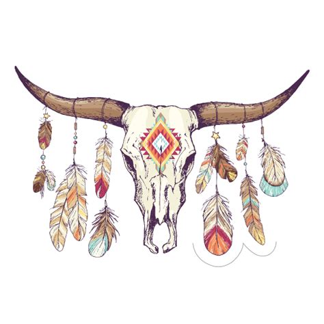 Skull With Feathers Boho Sticker