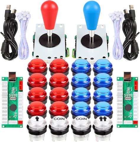 Fosiya Led Arcade Joystick Buttons Kit Ellipse Oval Style 8 Ways