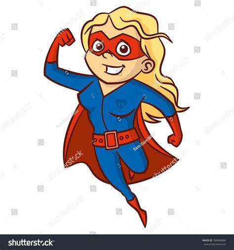 Superhero Blonde Woman Cartoon Character Isolated Stock Vector Royalty