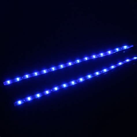 2x Blue Led Light Strip 1ft Long Flexible With Adhesive Tape Backing