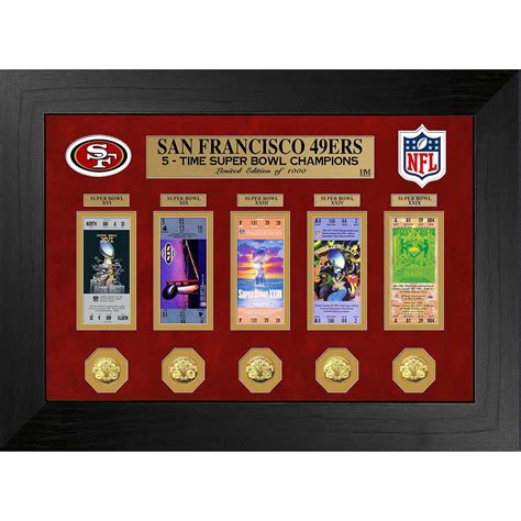 San Francisco 49ers Super Bowl Champions Deluxe Gold Coin And Ticket