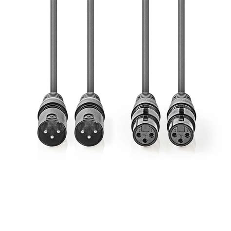 Gebalanceerde Audiokabel | 2x XLR 3-Pins Male | 2x XLR 3-Pins Female