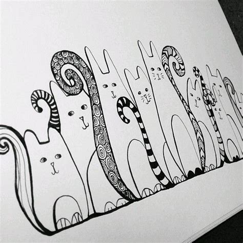 Cats Doodle Art Tangle Doodle Doodles Zentangles Zen Doodle