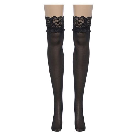 black lace top thigh high stockings nightclubs pantyhose 3 73 liked on polyvore featuring