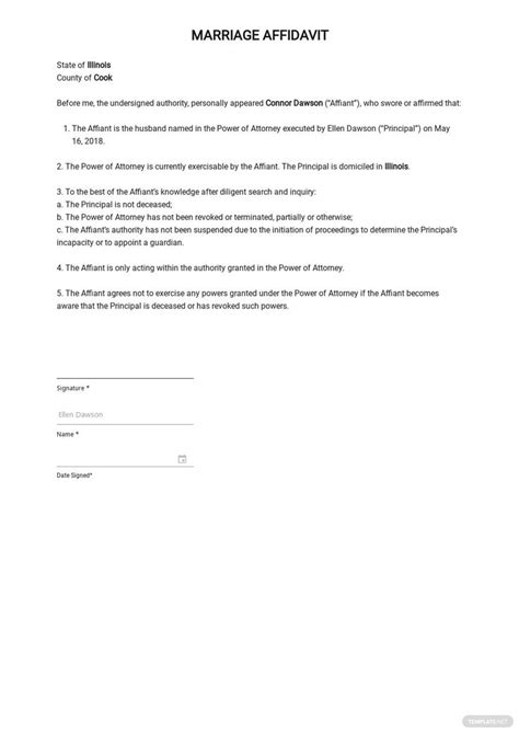 Marriage Affidavit Sample Template Download In Word